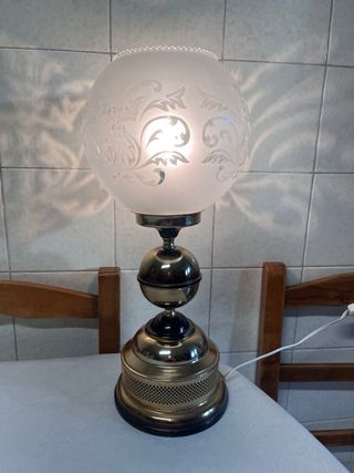 Pareja Lámparas Mesilla Noche Doradas