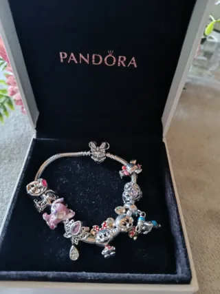 Pulsera Disney Plata con Colgantes talla 18 cm