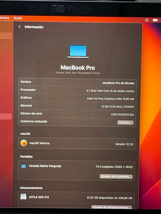 MacBook Pro 13 2017 512GB Intel i5
