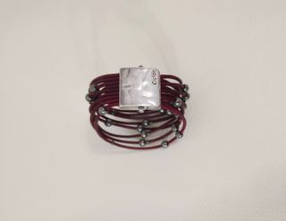 Pulsera Ciclón Piel y Plata