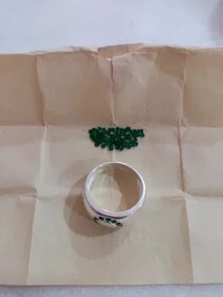 Anillo Plata Ley esmeralda eléctrica