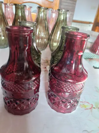 Jarrones de cristal para bodas (morado y verde)66u