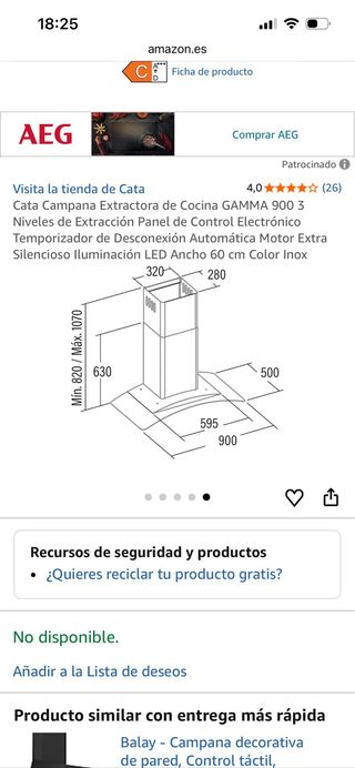 Campana extractora Cata