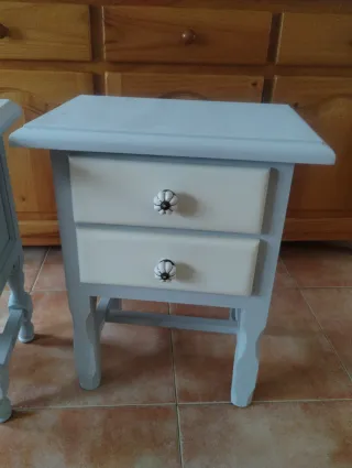 2 Mesitas Noche Shabby Chic Cajones