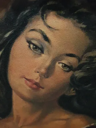 Cuadro antiguo reproducción mujer