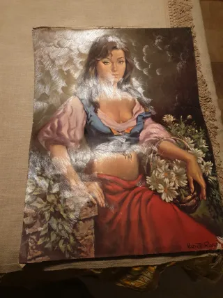 Cuadro antiguo reproducción mujer+regalo cuadro