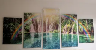 Cuadros Lienzo Paisaje Cascada Arcoíris