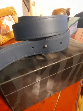 Cintura Gucci blu con fibbia argentata