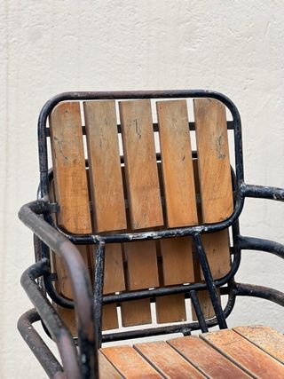 Sillas vintage metal y madera para jardín