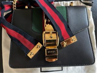 Bolso Hombro Mini Sylvie Gucci Negro Verde
