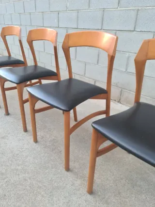 4 sillas estilo danés. Vintage, 70s.