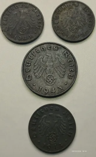 Monedas alemanas 1941, 1942,1943 y 1944 2GM