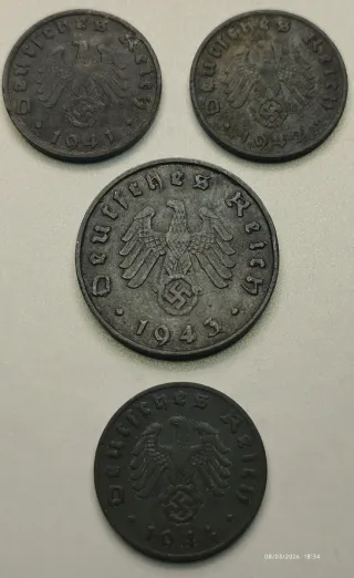 Monedas alemanas 1941, 1942,1943 y 1944 2GM