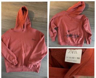 Sudadera Zara niño capucha color ladrillo