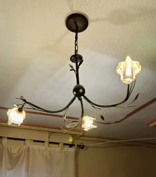 2 Lámparas de Mesa Flor Cristal Metal