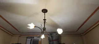 2 Lámparas de Mesa Flor Cristal Metal