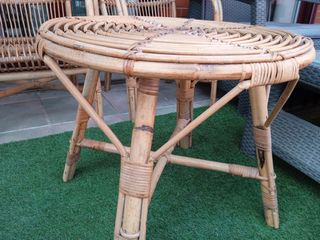 Conjunto jardín caña: 2 sillones y mesa