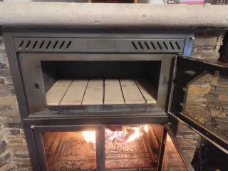 Chimenea de hierro con puerta de cristal