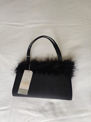 Bolso de fiesta negro con plumas
