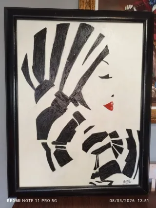 Cuadro Mujer Vintage Pintado a Mano