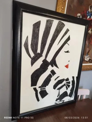 Cuadro Mujer Vintage Pintado a Mano