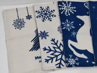 4 Fundas Cojín Navidad Copos Nieve y Reno