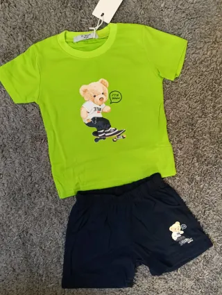 Completo T-shirt e pantaloncini orsetto