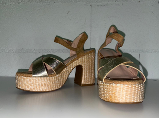 Tacones dorados esparto T36, 37, 38, 41