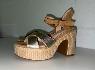 Tacones dorados esparto T36, 37, 38, 41