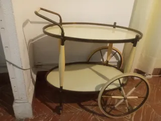 Carrito bar vintage cristal y metal italiano
