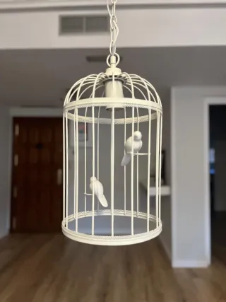 Lámpara Jaula con Pájaros Decorativos