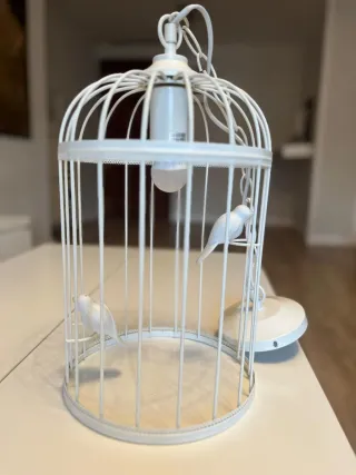 Lámpara Jaula con Pájaros Decorativos