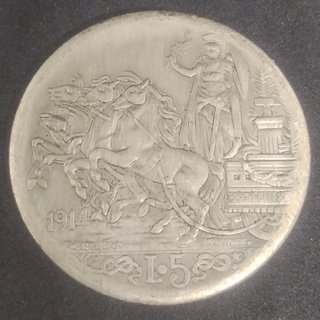 🇮🇹 MONEDA CONMEMORATIVA DE 5 LIRAS DE 1914