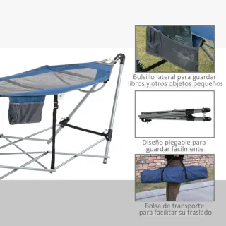 HAMACA DE JARDÍN CON SOPORTE PLEGABLE.