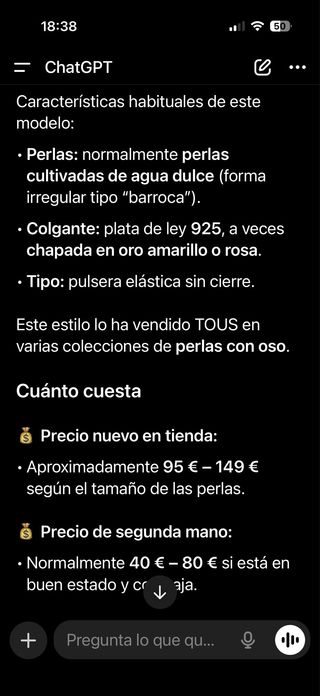 Pulsera TOUS perlas blancas y oso dorado