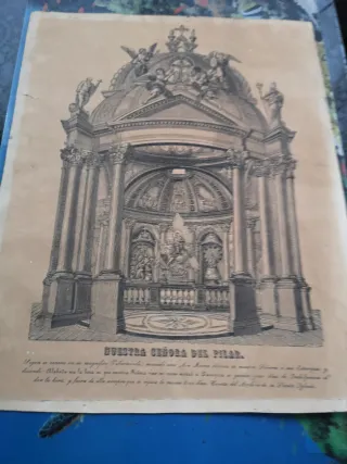 Lámina antigua Nuestra Señora del Pilar