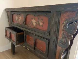 Mueble auxiliar antiguo madera y metal