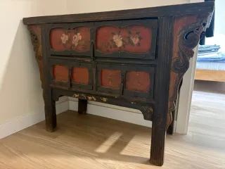 Mueble auxiliar antiguo madera y metal
