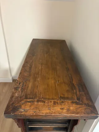 Mueble auxiliar antiguo madera y metal