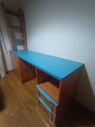 Escritorio 2m, Cama 90 y Sinfonier Madera