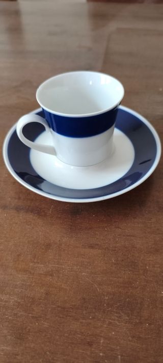 Juego café Bidasoa porcelana azul/blanco