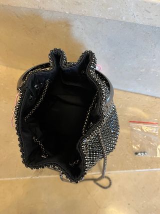 Bolso Alma en Pena pedrería negro/plata