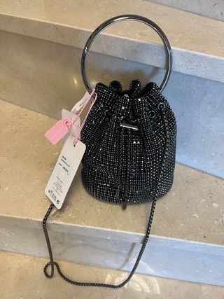 Bolso Alma en Pena pedrería negro/plata