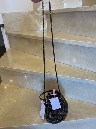 Bolso Alma en Pena pedrería negro/plata