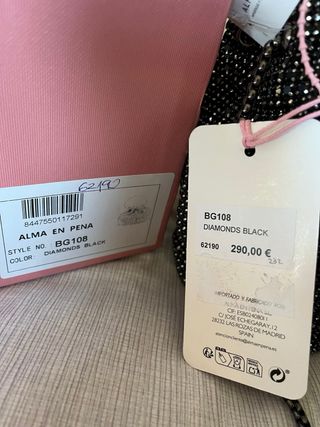 Bolso Alma en Pena pedrería negro/plata