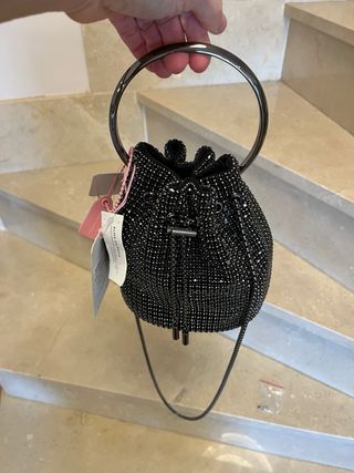 Bolso Alma en Pena pedrería negro/plata