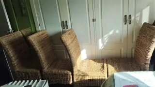 4 Sillas Comedor Rafia y Madera
