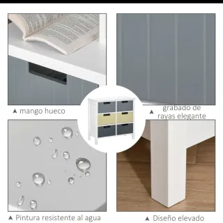 Cómoda 6 cajones madera gris y amarillo