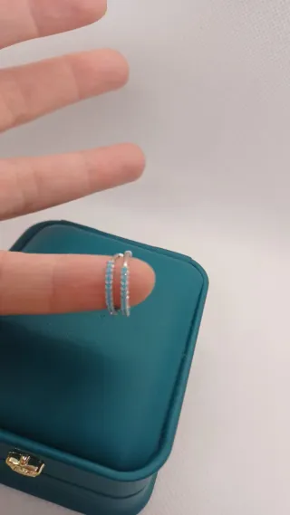 Pendientes aro pequeños turquesa plata