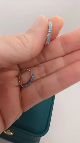 Pendientes aro pequeños turquesa plata